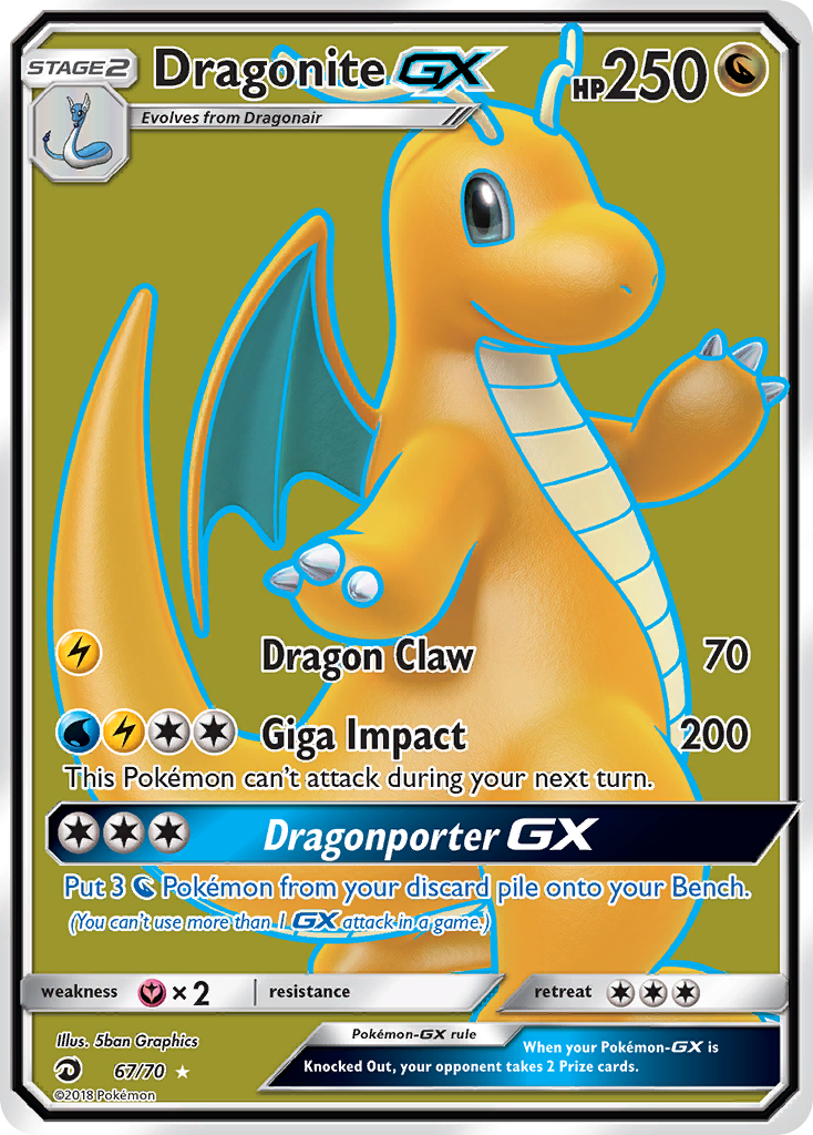 Dragonite-GX z edície Dragon Majesty, karta č.67