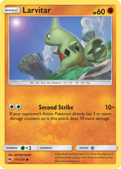 Larvitar z edície Lost Thunder, karta č.115