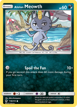 Alolan Meowth z edície Lost Thunder, karta č.118
