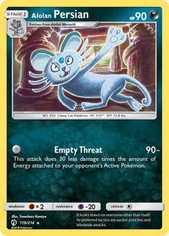 Alolan Persian z edície Lost Thunder, karta č.119