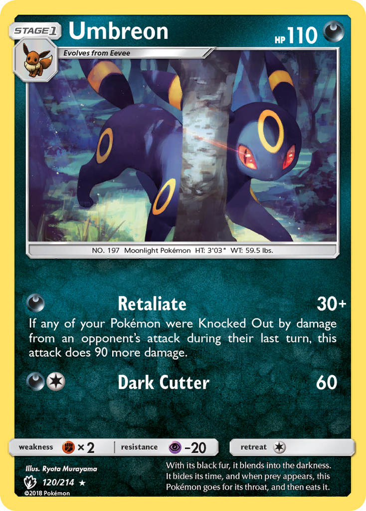 Umbreon z edície Lost Thunder, karta č.120