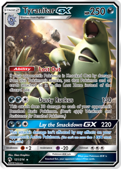 Tyranitar-GX z edície Lost Thunder, karta č.121