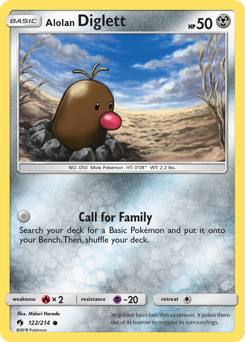 Alolan Diglett z edície Lost Thunder, karta č.122