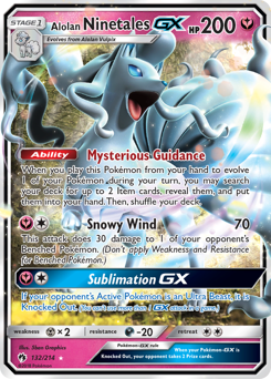 Alolan Ninetales-GX z edície Lost Thunder, karta č.132