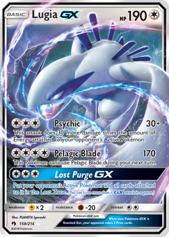 Lugia-GX z edície Lost Thunder, karta č.159