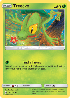 Treecko z edície Lost Thunder, karta č.20