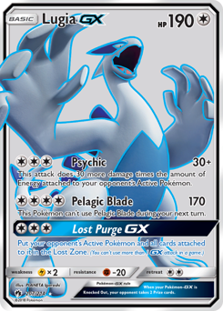 Lugia-GX z edície Lost Thunder, karta č.207