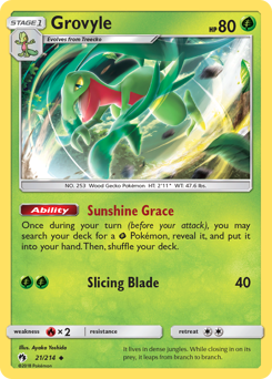 Grovyle z edície Lost Thunder, karta č.21