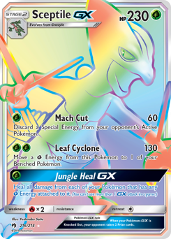 Sceptile-GX z edície Lost Thunder, karta č.216