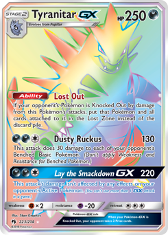 Tyranitar-GX z edície Lost Thunder, karta č.223