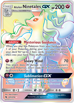 Alolan Ninetales-GX z edície Lost Thunder, karta č.225
