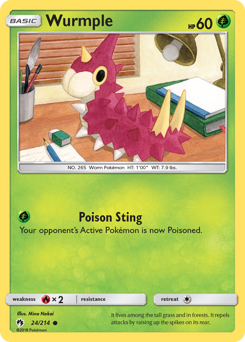 Wurmple z edície Lost Thunder, karta č.24