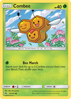 Combee z edície Lost Thunder, karta č.31
