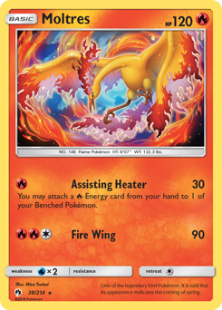 Moltres z edície Lost Thunder, karta č.38