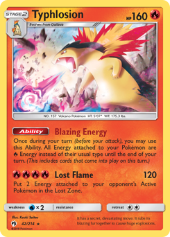 Typhlosion z edície Lost Thunder, karta č.42