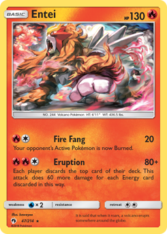 Entei z edície Lost Thunder, karta č.47