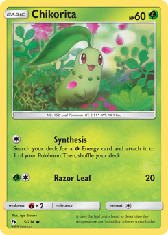Chikorita z edície Lost Thunder, karta č.5