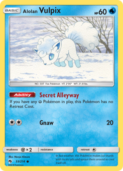 Alolan Vulpix z edície Lost Thunder, karta č.53