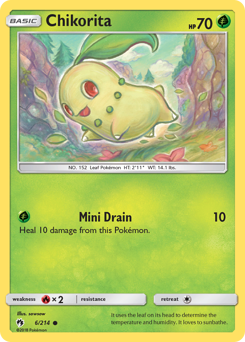 Chikorita z edície Lost Thunder, karta č.6