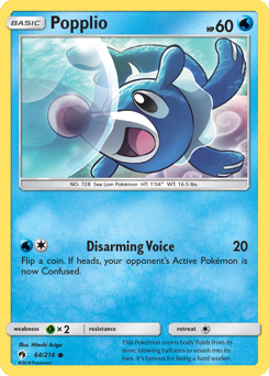 Popplio z edície Lost Thunder, karta č.64