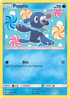 Popplio z edície Lost Thunder, karta č.65