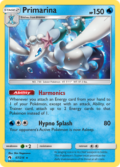 Primarina z edície Lost Thunder, karta č.67
