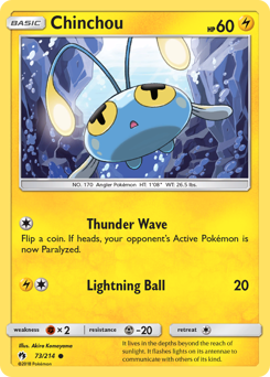 Chinchou z edície Lost Thunder, karta č.73