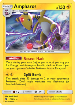 Ampharos z edície Lost Thunder, karta č.78