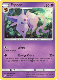 Espeon z edície Lost Thunder, karta č.89