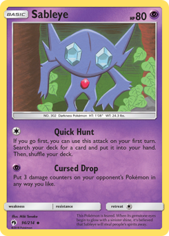Sableye z edície Lost Thunder, karta č.96