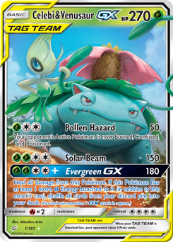 Celebi & Venusaur-GX z edície Team Up, karta č.1