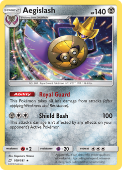 Aegislash z edície Team Up, karta č.109