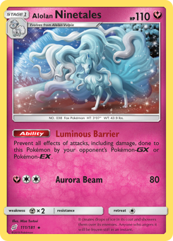 Alolan Ninetales z edície Team Up, karta č.111