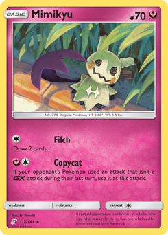 Mimikyu z edície Team Up, karta č.112