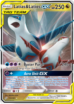 Latias & Latios-GX z edície Team Up, karta č.113