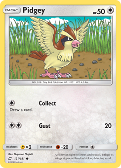 Pidgey z edície Team Up, karta č.121