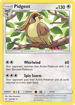 Pidgeot z edície Team Up, karta č.124