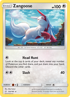 Zangoose z edície Team Up, karta č.132