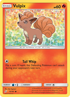 Vulpix z edície Team Up, karta č.15