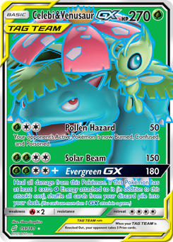 Celebi & Venusaur-GX z edície Team Up, karta č.159
