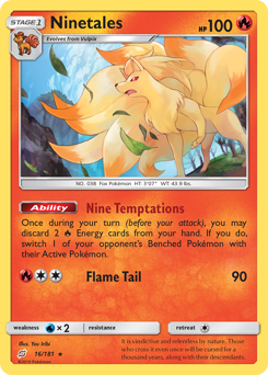 Ninetales z edície Team Up, karta č.16