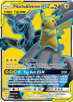 Pikachu & Zekrom-GX z edície Team Up, karta č.162
