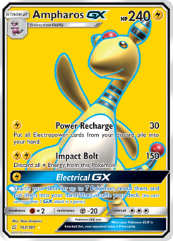 Ampharos-GX z edície Team Up, karta č.163