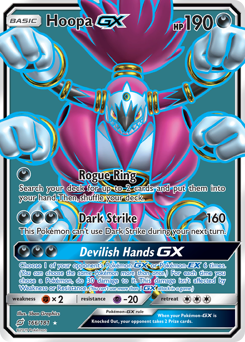 Hoopa-GX z edície Team Up, karta č.166