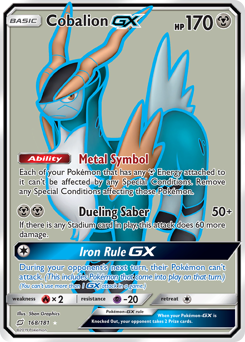 Cobalion-GX z edície Team Up, karta č.168