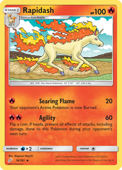 Rapidash z edície Team Up, karta č.18
