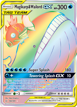 Magikarp & Wailord-GX z edície Team Up, karta č.183