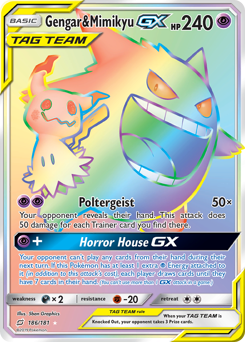 Gengar & Mimikyu-GX z edície Team Up, karta č.186