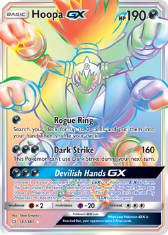 Hoopa-GX z edície Team Up, karta č.187