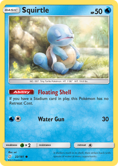 Squirtle z edície Team Up, karta č.22